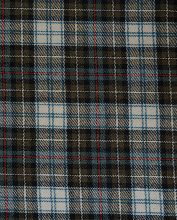 Tartan olive & white with red stripes plaid fabric for your Porsche.