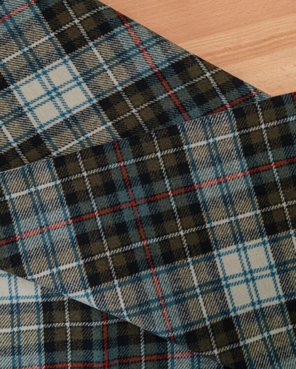 Tartan olive & white with red stripes plaid fabric for your Porsche.