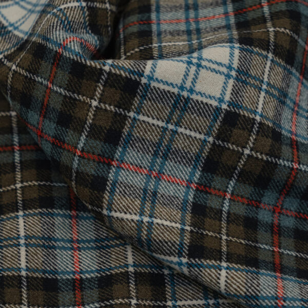Tartan olive & white with red stripes plaid fabric for your Porsche.