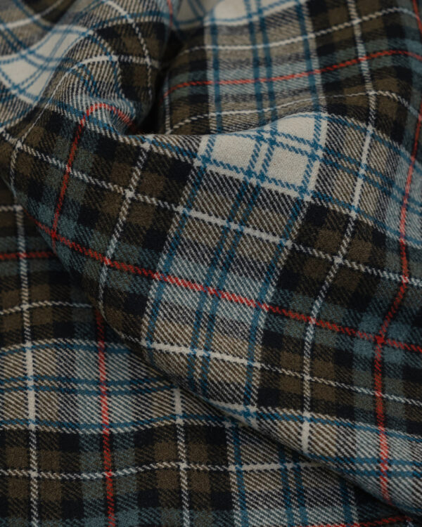 Tartan olive & white with red stripes plaid fabric for your Porsche.
