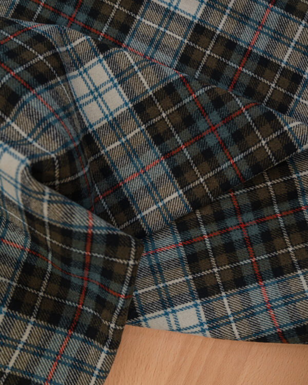 Tartan olive & white with red stripes plaid fabric for your Porsche.