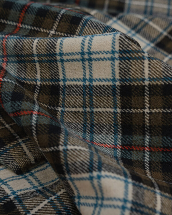 Tartan olive & white with red stripes plaid fabric for your Porsche.