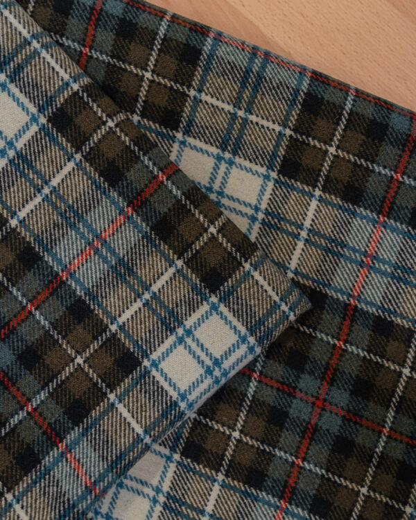 Tartan olive & white with red stripes plaid fabric for your Porsche.