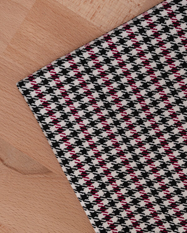 Classic Pepita black & white & red fabric.