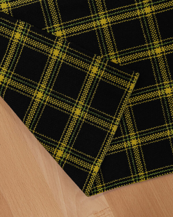 Tartan black with yellow & green stripes fabric for your Porsche.