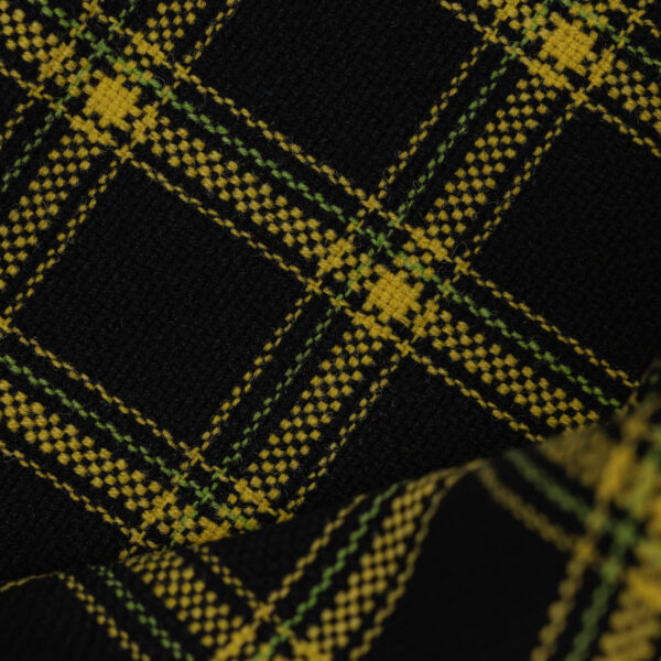 Tartan black with yellow & green stripes fabric for your Porsche.