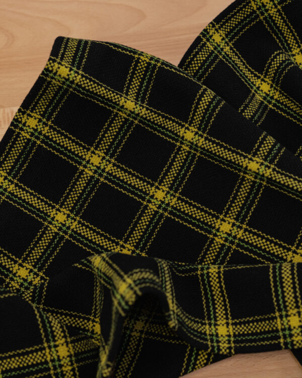 Tartan black with yellow & green stripes fabric for your Porsche.