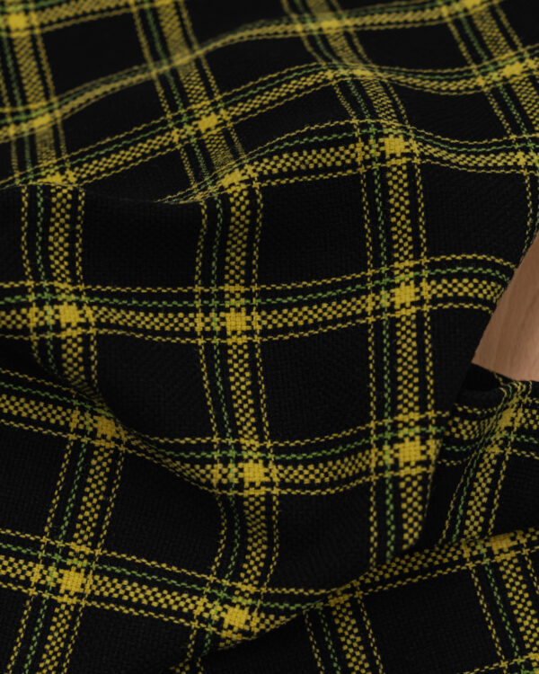 Tartan black with yellow & green stripes fabric for your Porsche.
