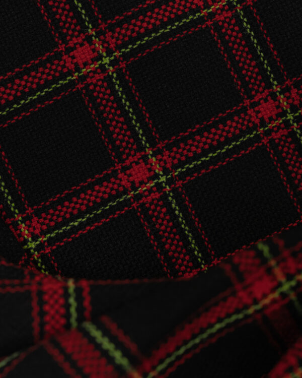 Tartan black with red stripes fabric for your Porsche.