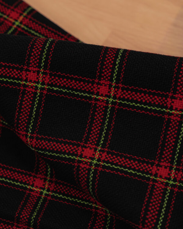 Tartan black with red stripes fabric for your Porsche.