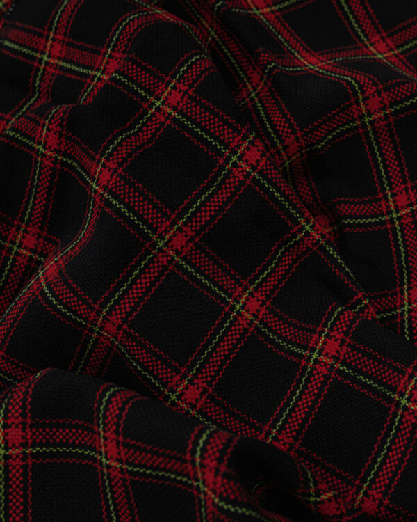 Tartan black with red stripes fabric for your Porsche.