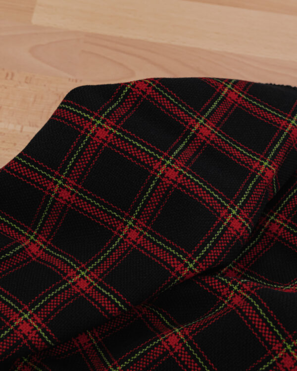Tartan black with red stripes fabric for your Porsche.