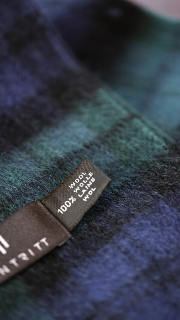 Hantritt tartan green & blue wool scarf - Image 2