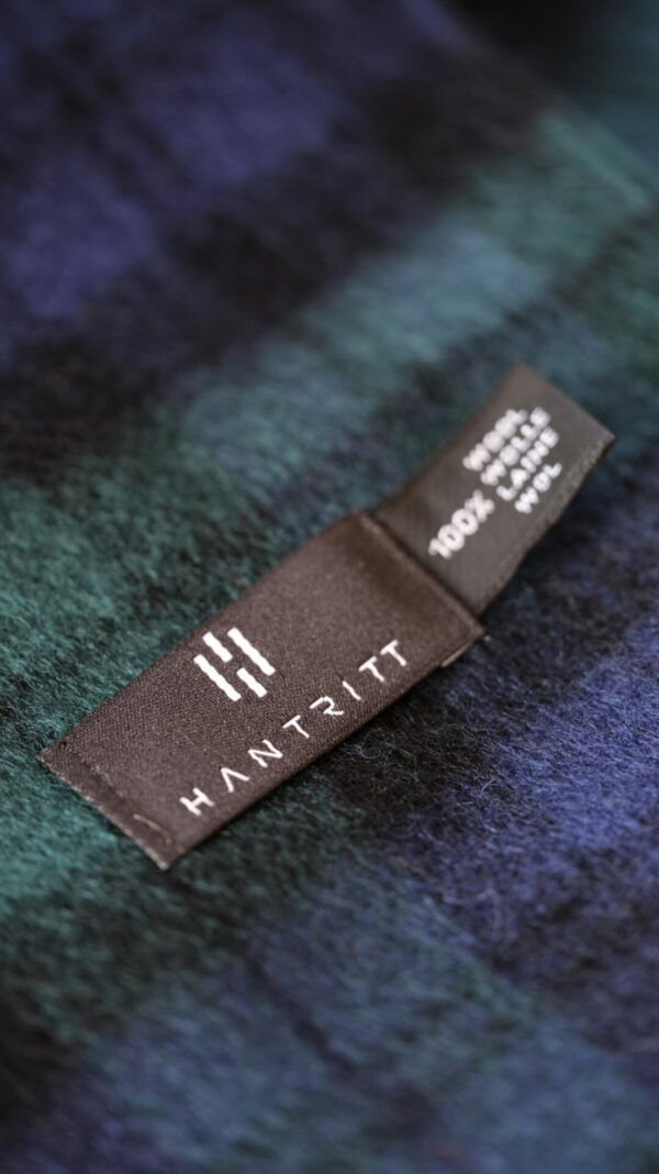 Hantritt tartan green & blue wool scarf - Image 4