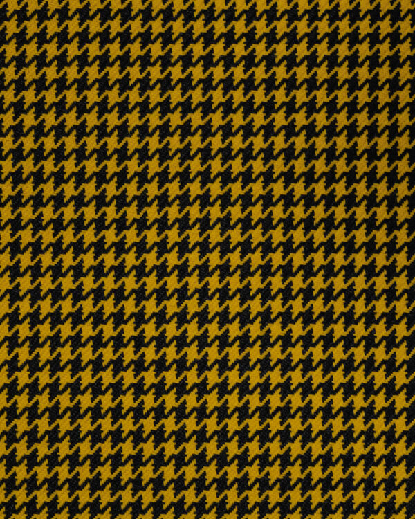 Houndstooth black and yellow fabric. Content: 100% Polyester.