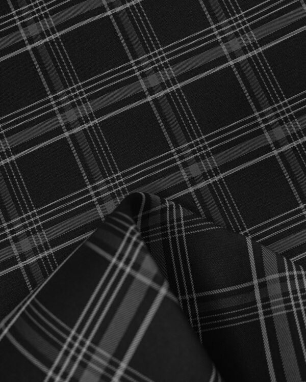 Tartan black and gray fabric. Originally used in the Volkswagen Golf MK7 models like GTI, GTE and GTD.