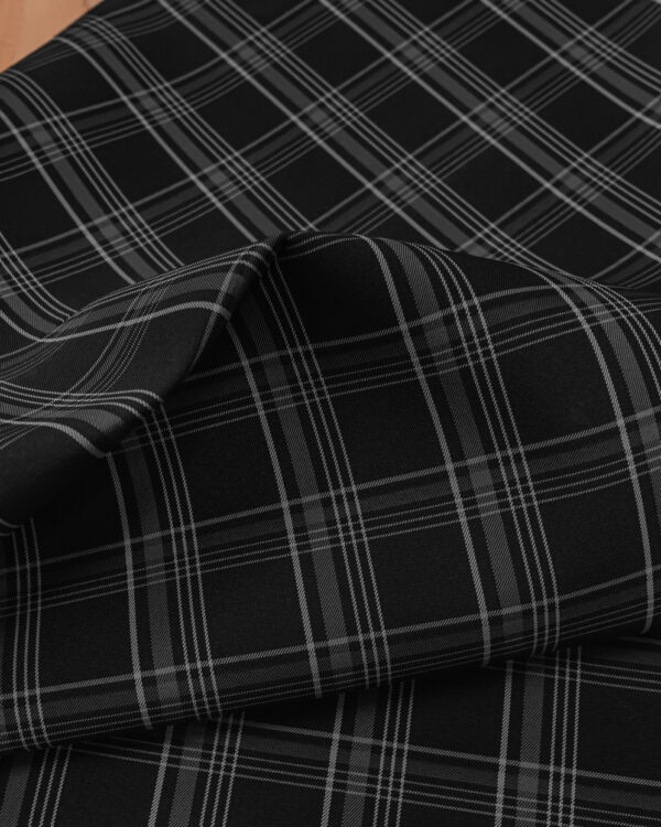 Tartan black and gray fabric. Originally used in the Volkswagen Golf MK7 models like GTI, GTE and GTD.