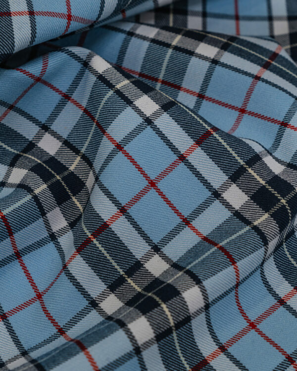 300SL fabric for Mercedes-Benz Gullwing in blue with dark blue and red stripes.