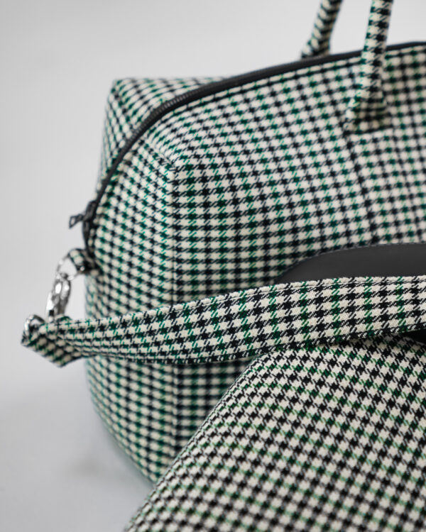 Hantritt fabric and leather bag weekender custom made.