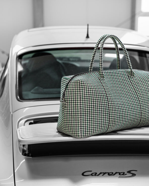 Hantritt fabric and leather bag weekender custom made.