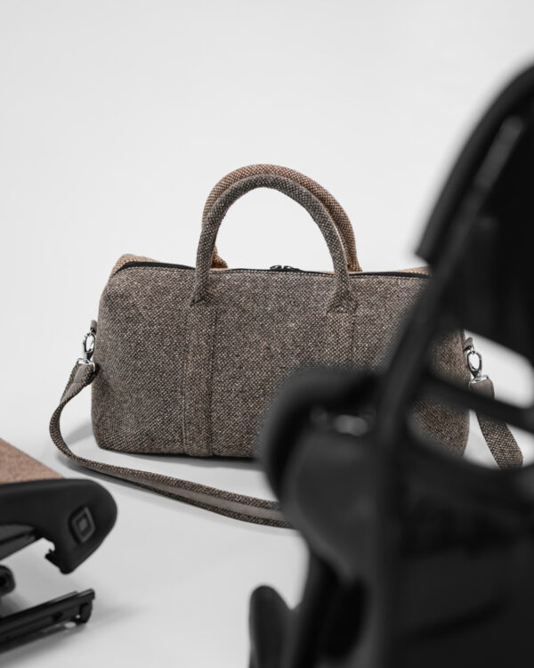 Hantritt fabric and leather bag weekender custom made.