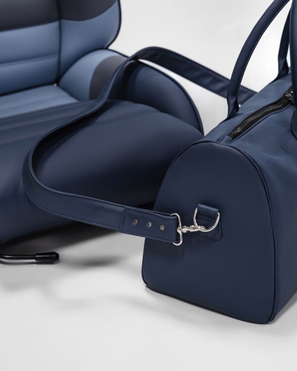 Hantritt fabric and leather bag weekender custom made.