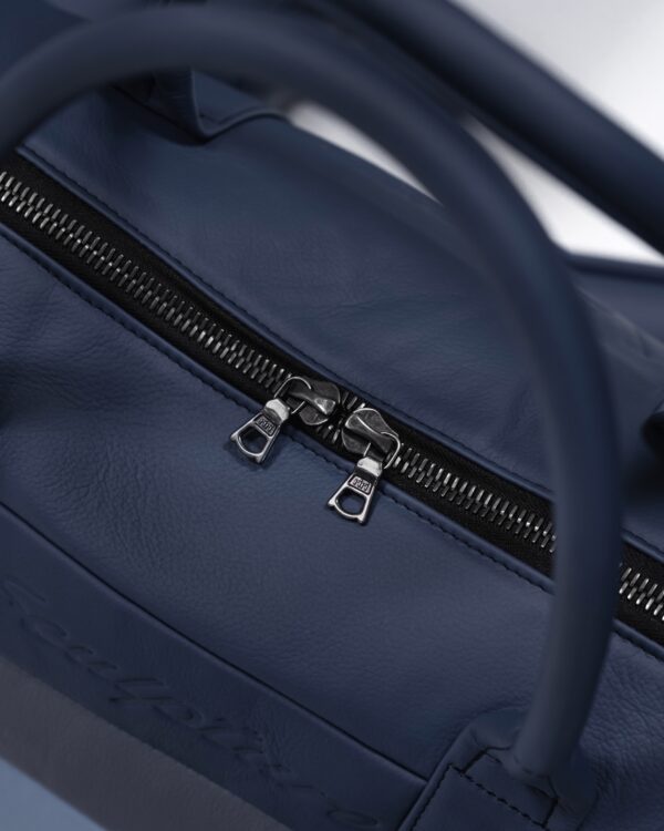 Hantritt fabric and leather bag weekender custom made.