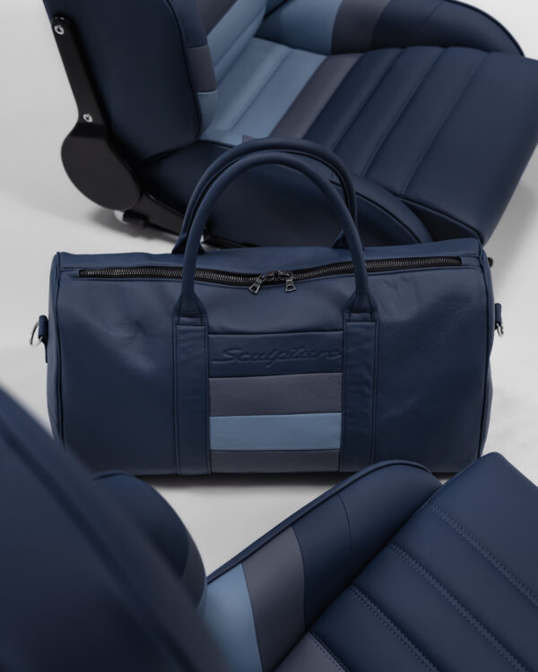 Hantritt fabric and leather bag weekender custom made.
