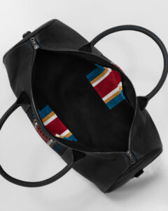 Hantritt fabric and leather bag weekender custom made.