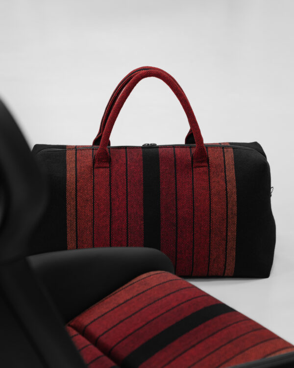 Hantritt fabric and leather bag weekender custom made.