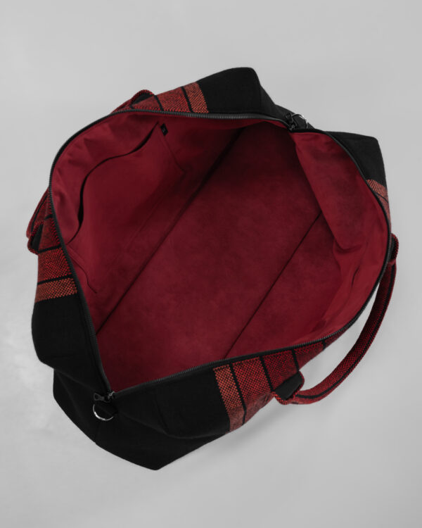 Hantritt fabric and leather bag weekender custom made.