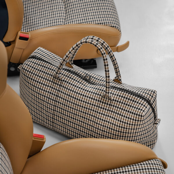 Hantritt fabric and leather bag weekender custom made.