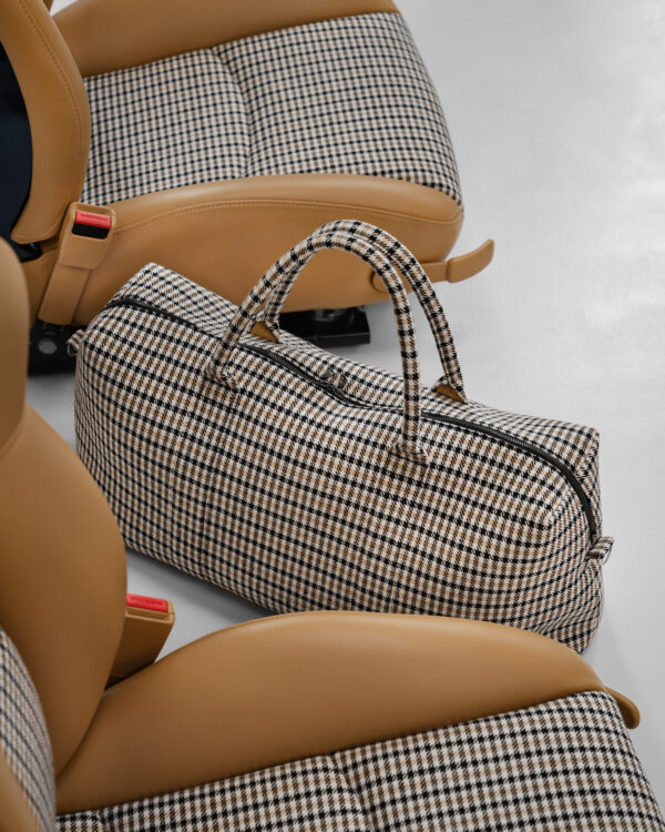Hantritt fabric and leather bag weekender custom made.