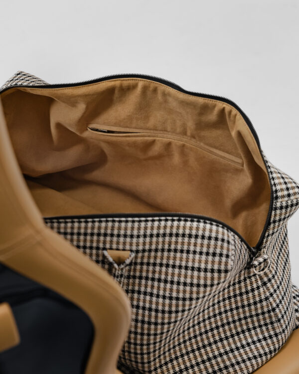 Hantritt fabric and leather bag weekender custom made.