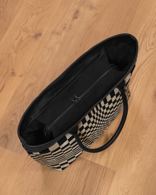 Hantritt fabric and leather bag weekender custom made.