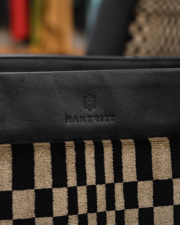Hantritt fabric and leather bag weekender custom made.