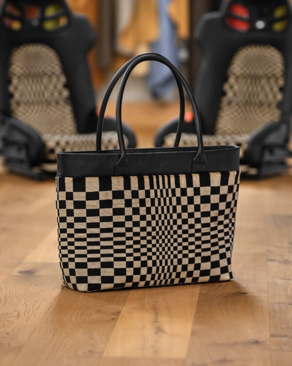 Hantritt fabric and leather bag weekender custom made.