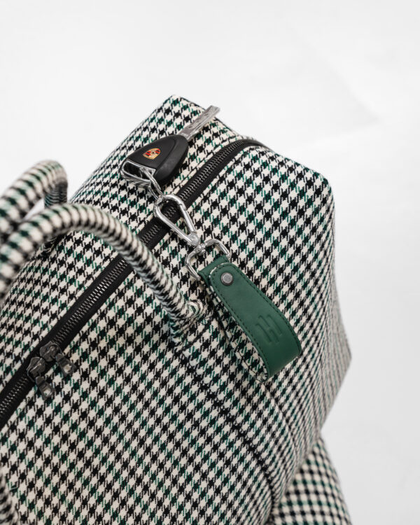 Hantritt fabric and leather bag weekender custom made.