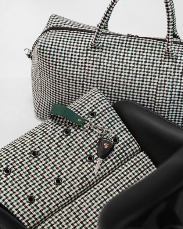 Hantritt fabric and leather bag weekender custom made.