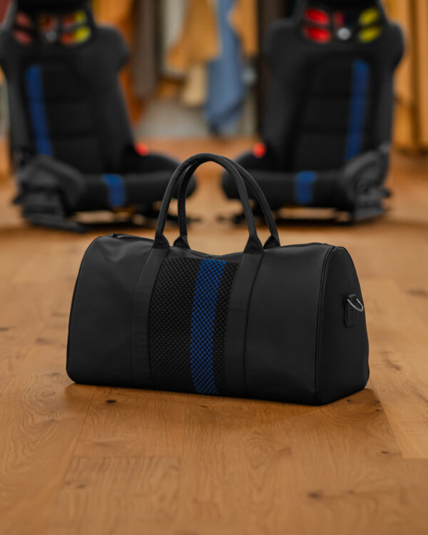 Hantritt fabric and leather bag weekender custom made.