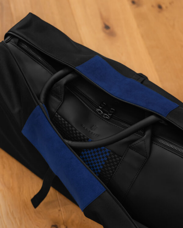 Hantritt fabric and leather bag weekender custom made.