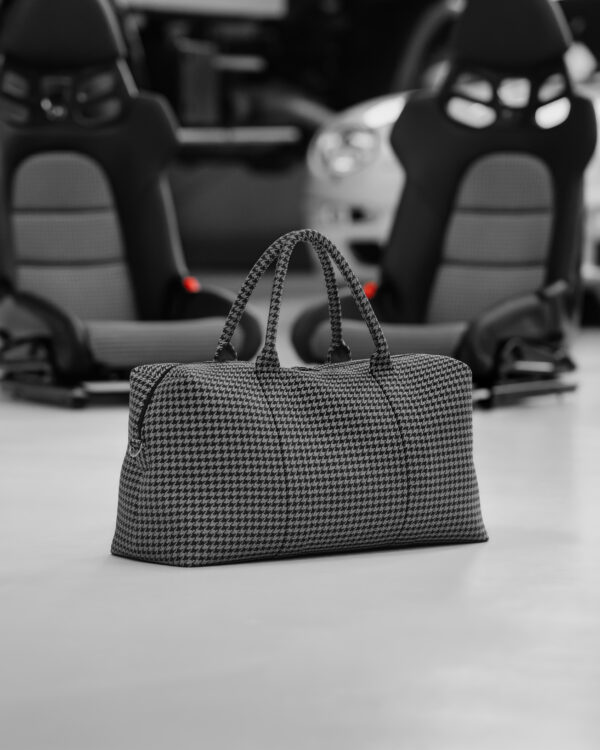 Hantritt fabric and leather bag weekender custom made.