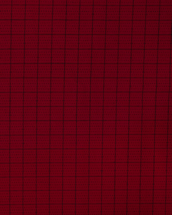 Red with black square stripes fabric.