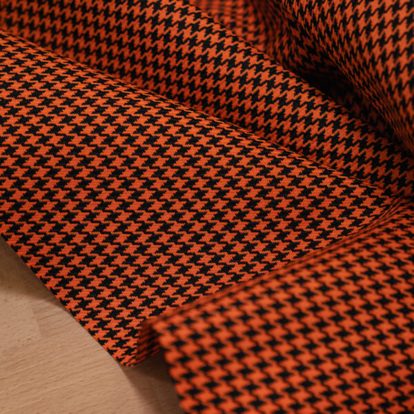 Houndstooth orange & black fabric Nylon