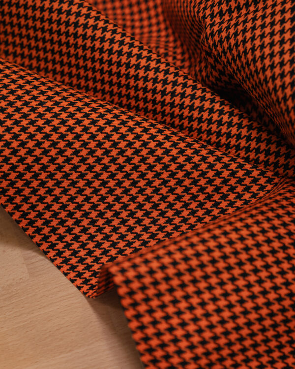Houndstooth orange & black fabric Nylon