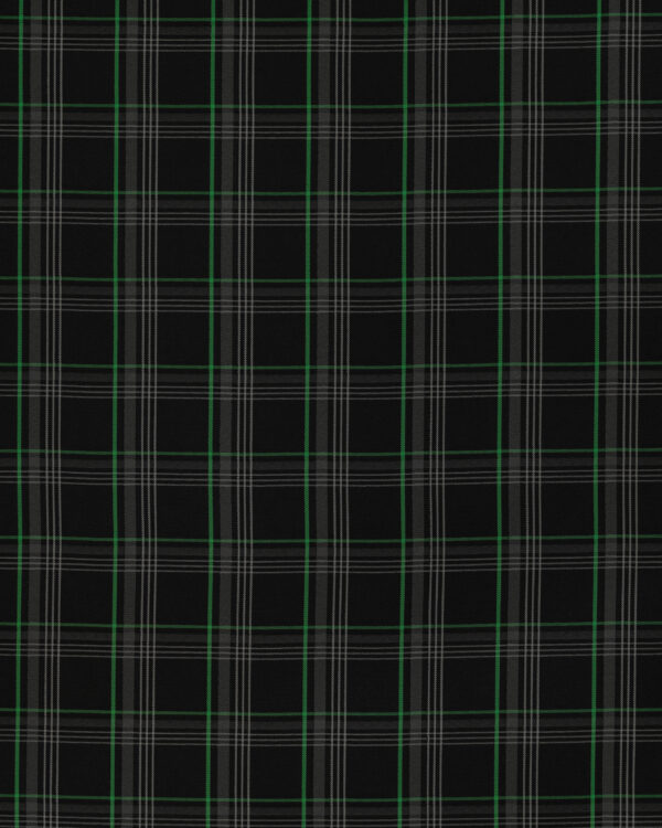 Tartan black, gray with green stripes fabric. Originally used in the Volkswagen Golf MK7 models like GTI, GTE and GTD.