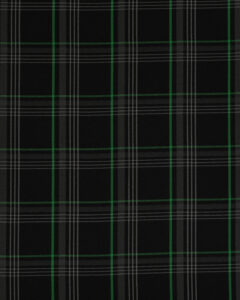Tartan black, gray with green stripes fabric. Originally used in the Volkswagen Golf MK7 models like GTI, GTE and GTD.