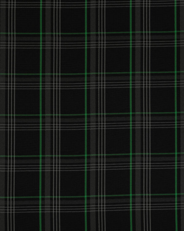 Tartan black, gray with green stripes fabric. Originally used in the Volkswagen Golf MK7 models like GTI, GTE and GTD.