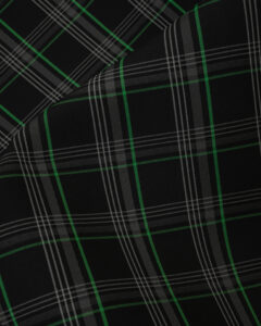 Tartan black, gray with green stripes fabric. Originally used in the Volkswagen Golf MK7 models like GTI, GTE and GTD.