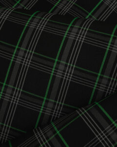 Tartan black, gray with green stripes fabric. Originally used in the Volkswagen Golf MK7 models like GTI, GTE and GTD.